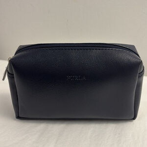 Furla unisex travel bag make up bag Navy Blue zipper top cosmetic DOP bag unisex